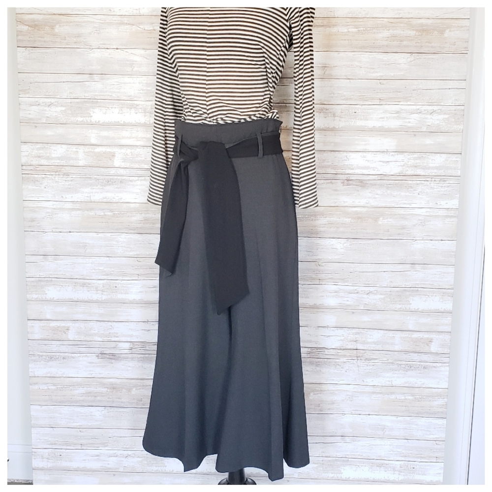 Guzella Crop Flare Dress Pants w/ self tie belt 8